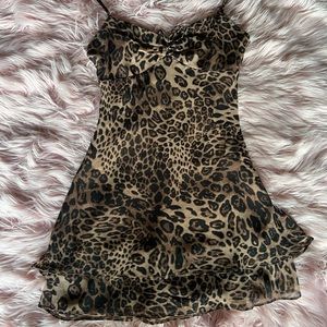 y2k cheetah print mini dress